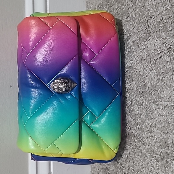 Kurt Geiger London Kensington Quilted Leather Shoulder Bag Clutch Rainbow Bag - Picture 3 of 16